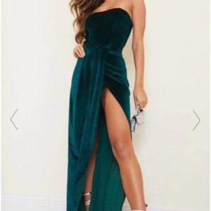 Pretty Little Things Emerald Green Velvet Dress